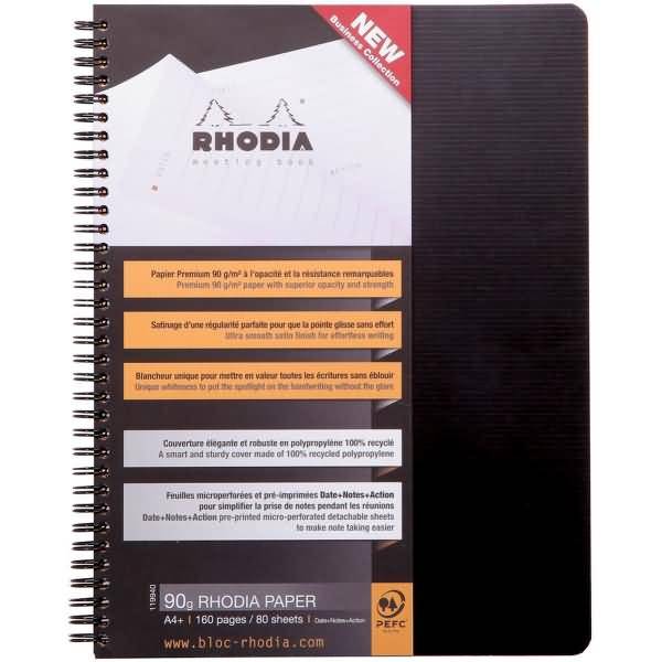 Notizbuch A4+ 80 Blatt Wire-O-Bindung 90g mit Vordruck schwarz