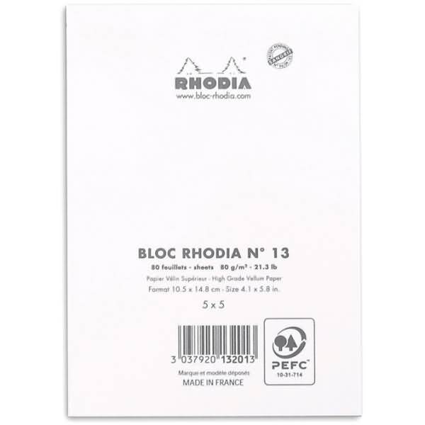 Notizblock White Nr. 13 A6 kariert 80 Blatt weiß