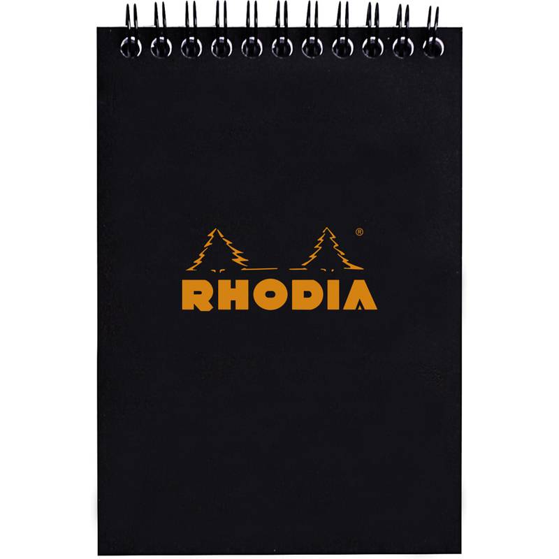 RHODIA Spiralnotizblock No. 13, DIN A6, kariert, schwarz