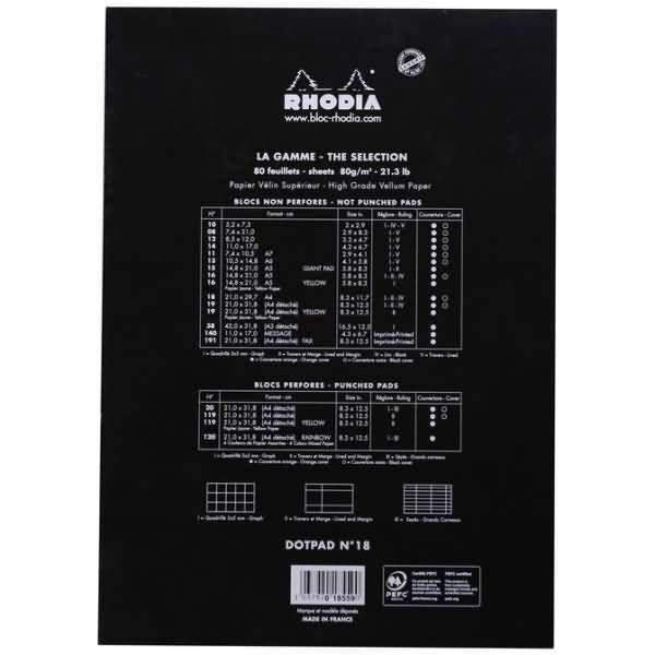 Notizblock DotPad Nr. 18 A4 21x29,7cm 80 Blatt 80g Dot Grid schwarz