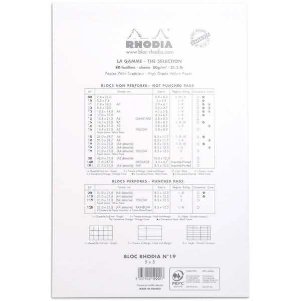 Notizblock White Nr. 19 A4+ kariert 80 Blatt weiß