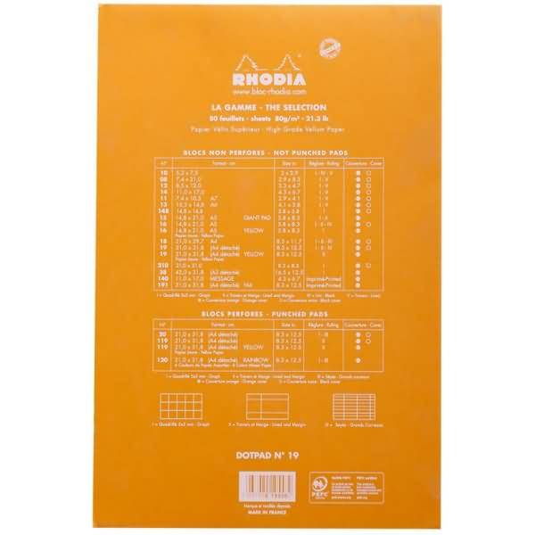 Notizblock DotPad Nr. 19 A4+ 21x31,8cm 80 Blatt 80g Dot Grid orange
