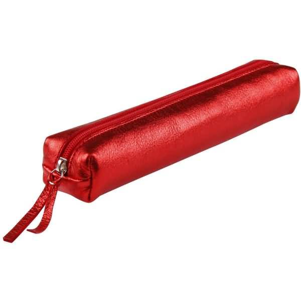 Schlampermäppchen Leder 4x2,5x19,5cm red