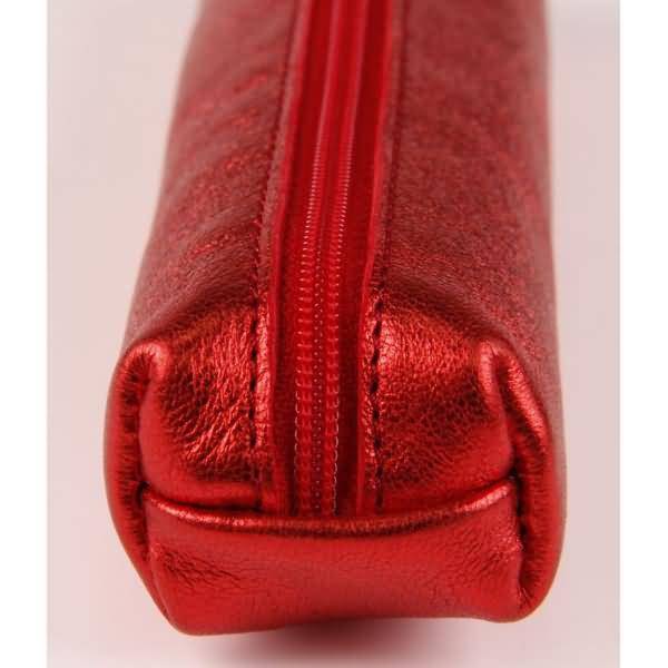 Schlampermäppchen Leder 4x2,5x19,5cm red