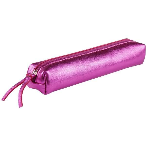 Schlampermäppchen Leder 4x2,5x19,5cm raspberry