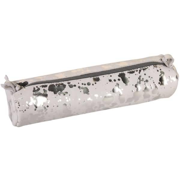 Schlampermäppchen Cosmicuir Leder 5,5x22cm silver