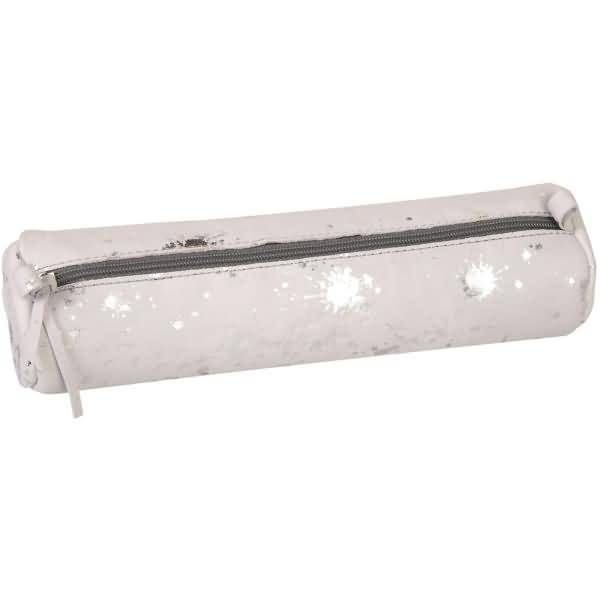 Schlampermäppchen Cosmicuir Leder 5,5x22cm silver