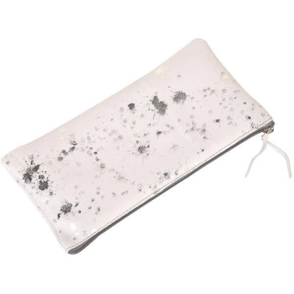 Schlampermäppchen Cosmicuir Leder flach 22x11cm silver