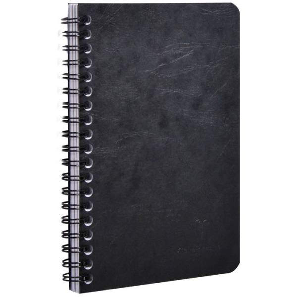 Spiralbuch 11x17cm Agebag 3 Taschen liniert 60 Blatt schwarz