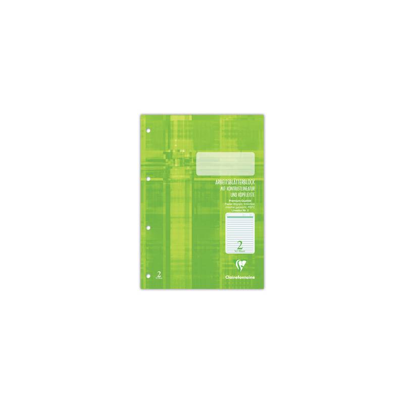 Clairefontaine Arbeitsblock, DIN A4, Lineatur 2, 50 Blatt