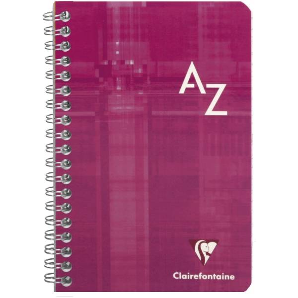 Registerbuch 11x17cm 90 Blatt kariert PP mit Spirale A-Z farbig sortiert