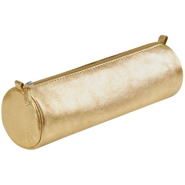 Schlampermäppchen Leder rund 5,5x22cm grün