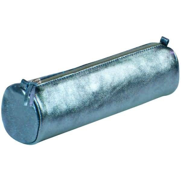 Schlampermäppchen Leder rund 5,5x22cm indigo