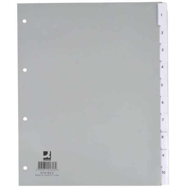 Register A4+ PP 10-teilig blanko grau
