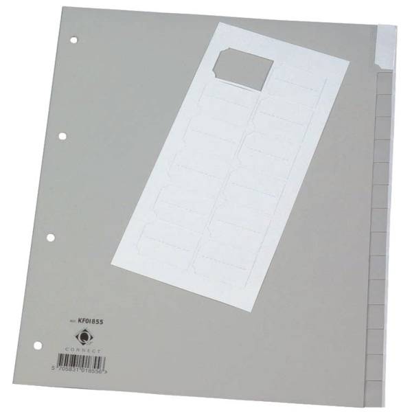 Register A4+ PP 12-teilig blanko grau