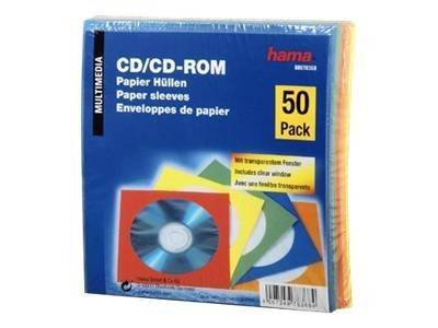 Hama Paper Protection Sleeves - CD-Hülle - Blau, Gelb, Rot, grün, orange (Packung mit 50)