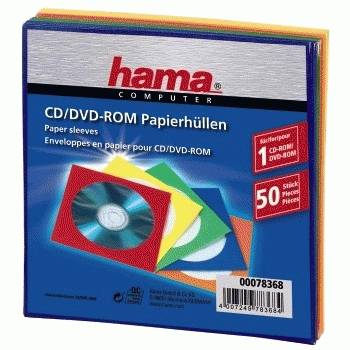 Hama Paper Protection Sleeves - CD-Hülle - Blau, Gelb, Rot, grün, orange (Packung mit 50)