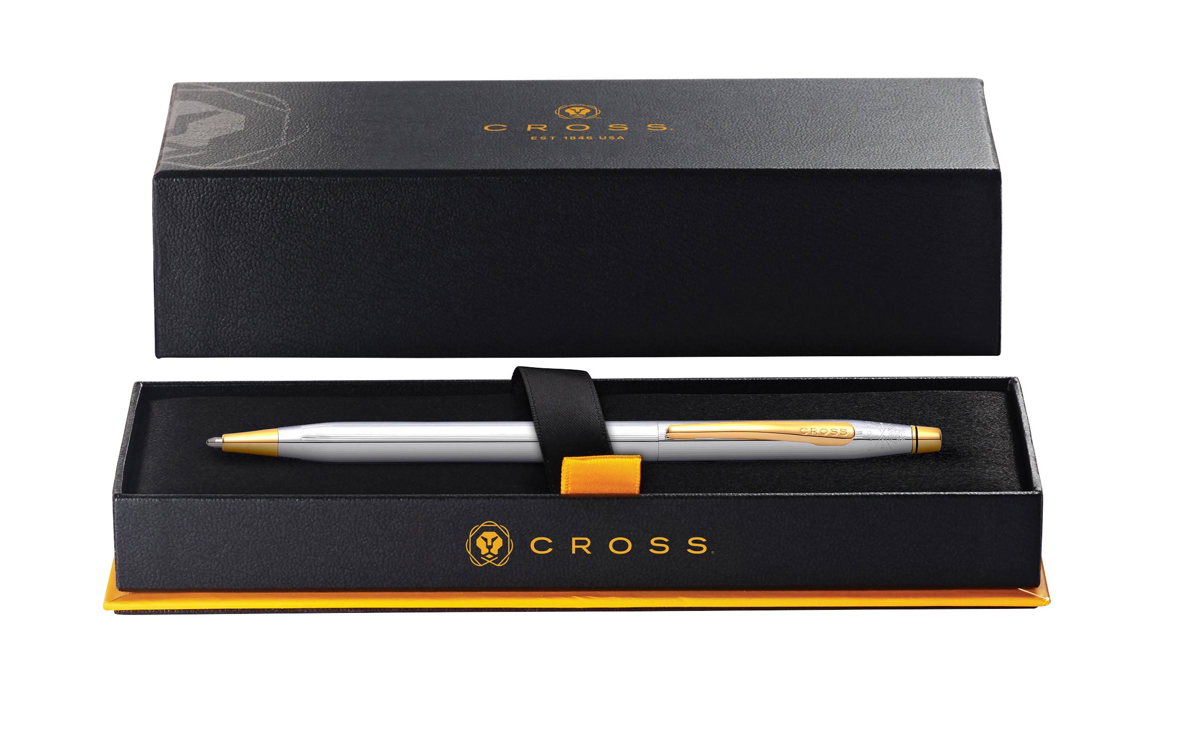 Kugelschreiber Classic Century Chrom mit Goldbeschlägen in Geschenkbox