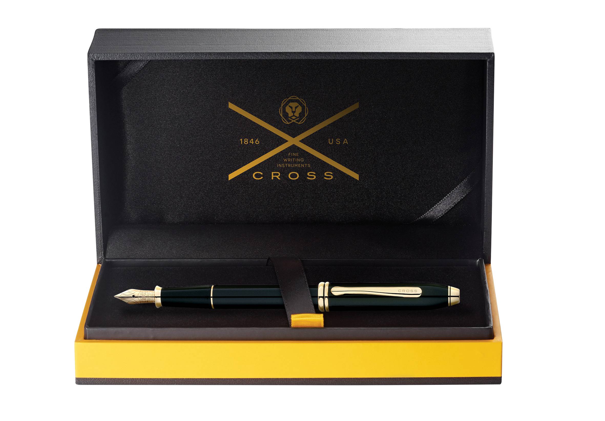 Füllfederhalter Townsend Schwarz-Lack, F-Feder in Geschenkbox