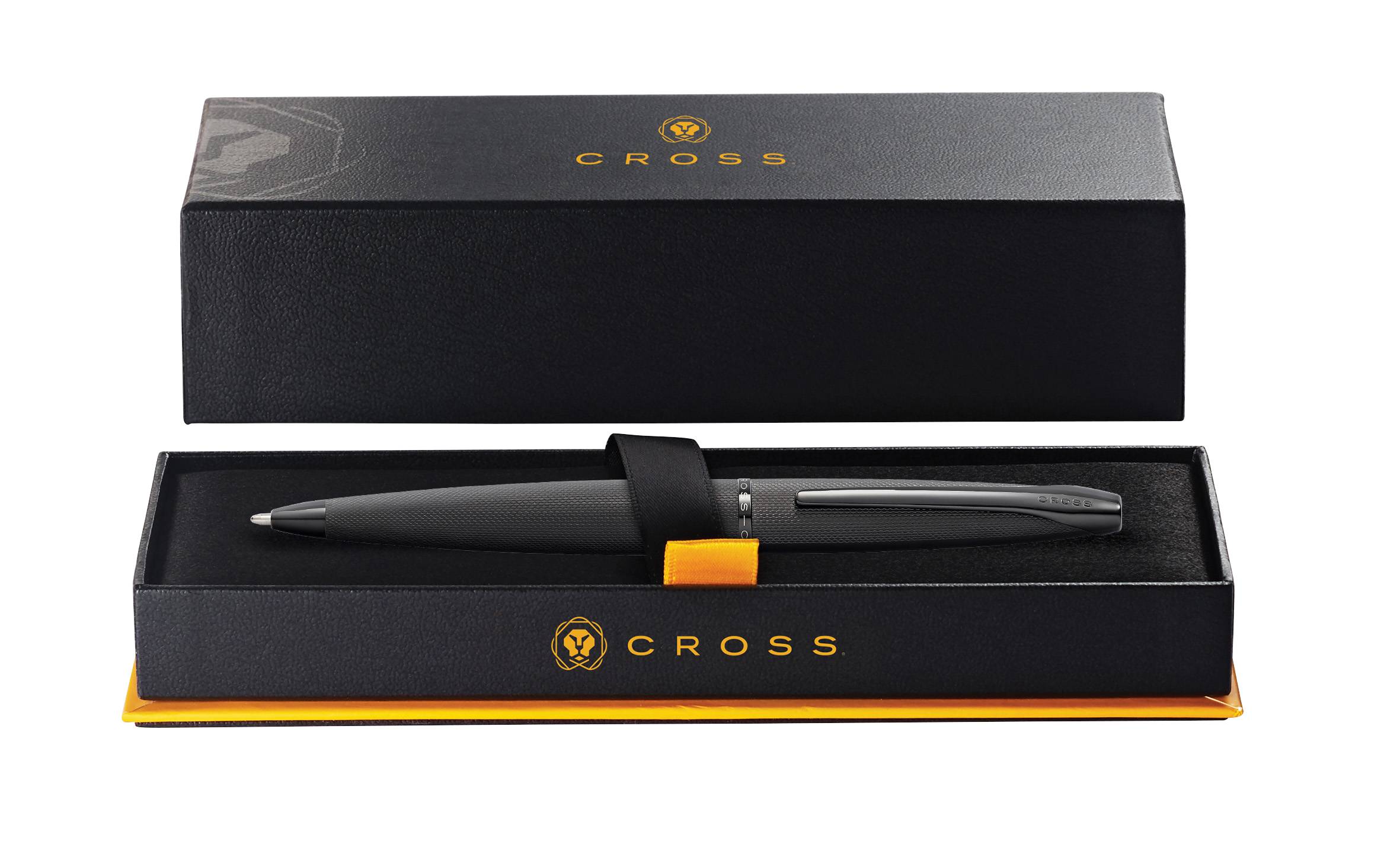 Kugelschreiber Cross ATX KS schwarz gebürstet mit gefrästem Diamantmuster