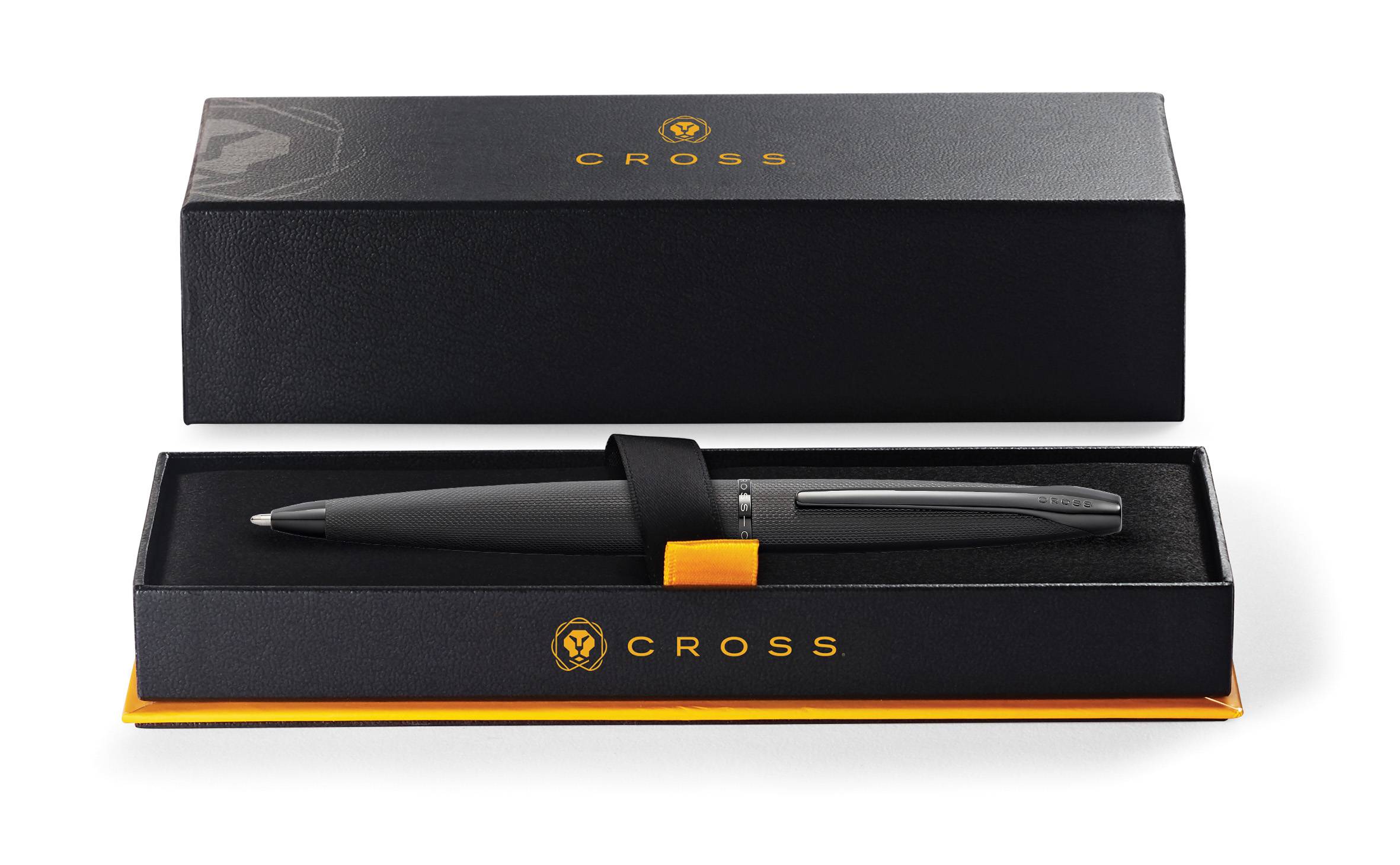 Kugelschreiber Cross ATX KS schwarz gebürstet mit gefrästem Diamantmuster