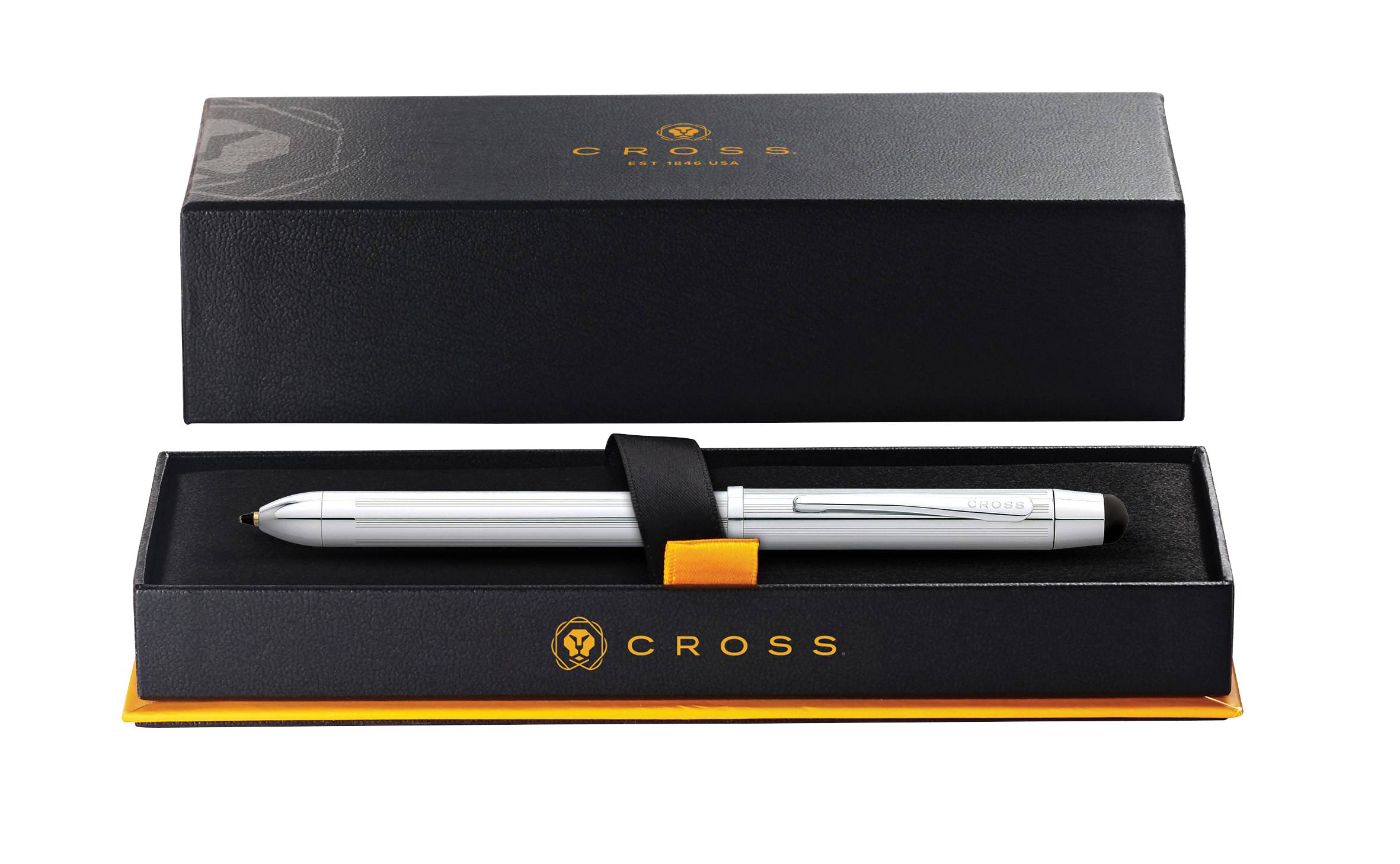 Mehrsystemstift Multifunktionsstift Tech 3+ Glanzchrom in Geschenkbox