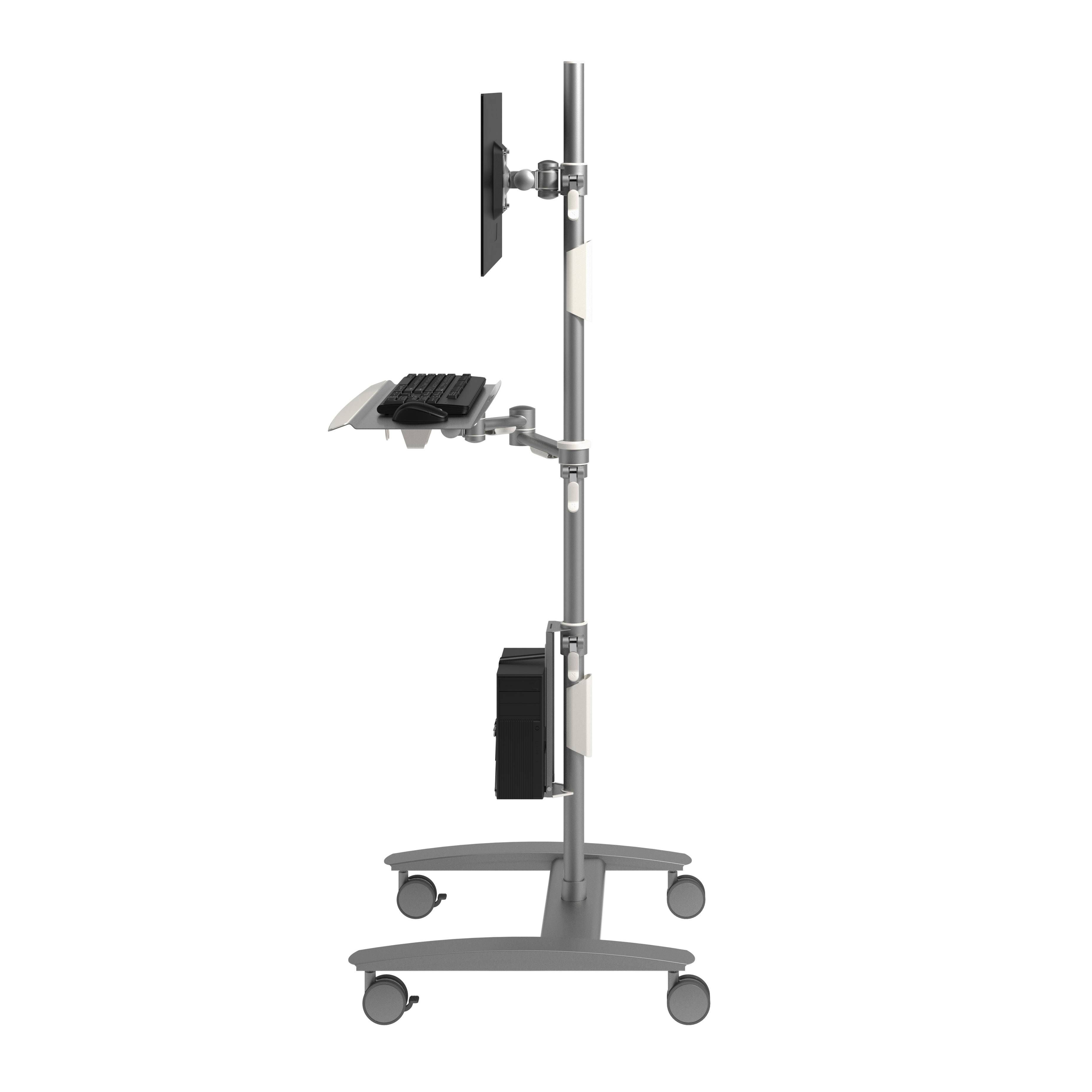 Dataflex Viewmate Combo Trolley Data Entry 702 - Wagen für LCD-Anzeige/Tastatur/Maus/CPU - Silber - Bildschirmgröße: bis zu 61 cm (bis zu 24 Zoll)