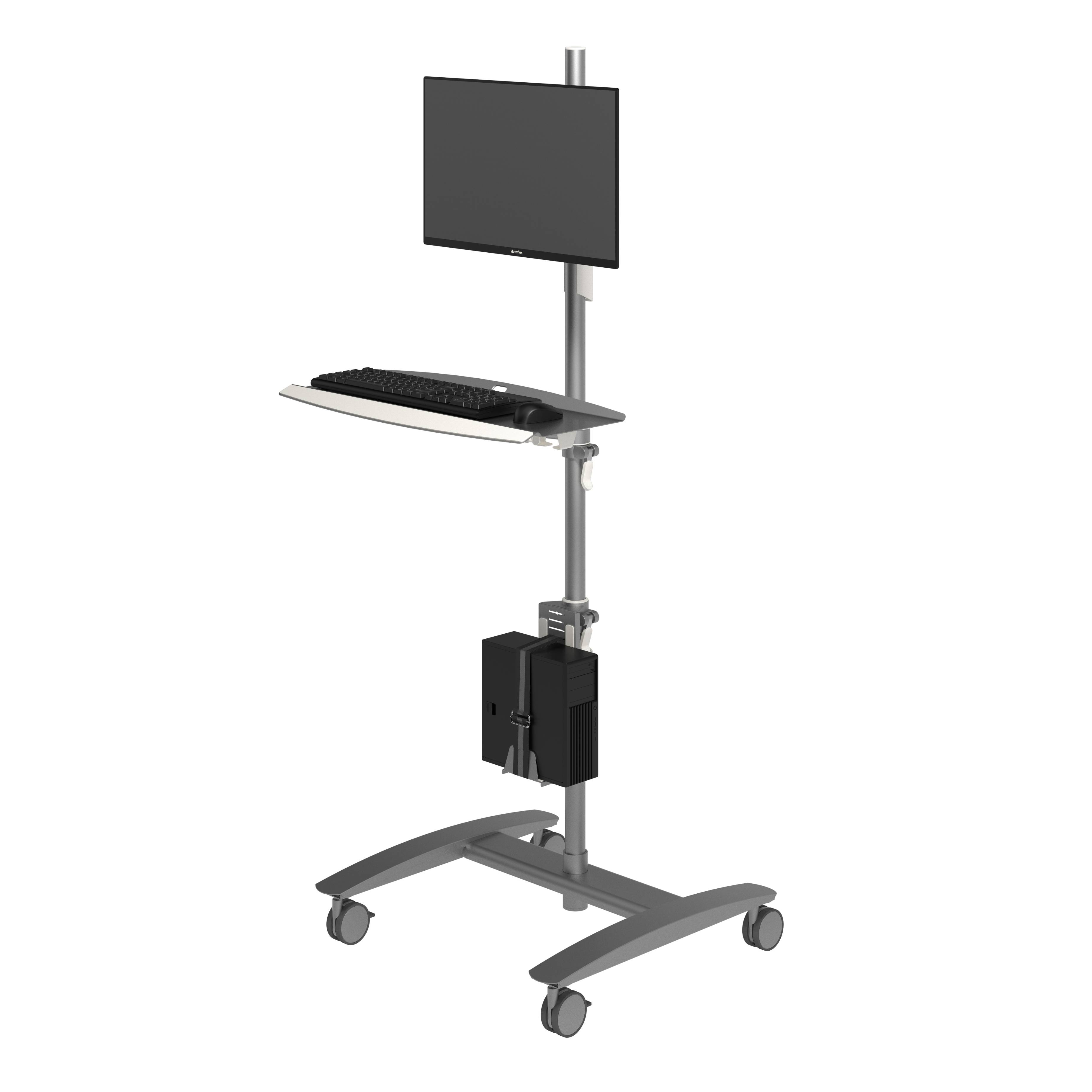Dataflex Viewmate Combo Trolley Data Entry 702 - Wagen für LCD-Anzeige/Tastatur/Maus/CPU - Silber - Bildschirmgröße: bis zu 61 cm (bis zu 24 Zoll)