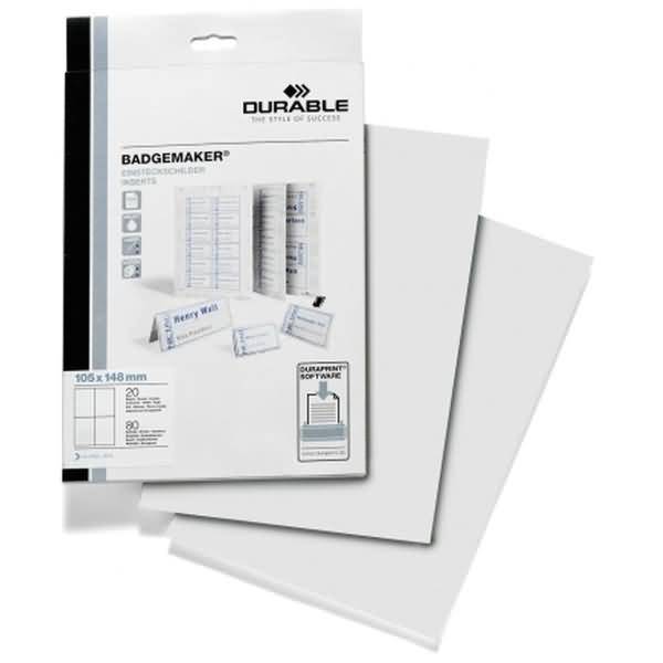 Einsteckschilder 105x148mm 20 Bogen (80 Schilder) weiß