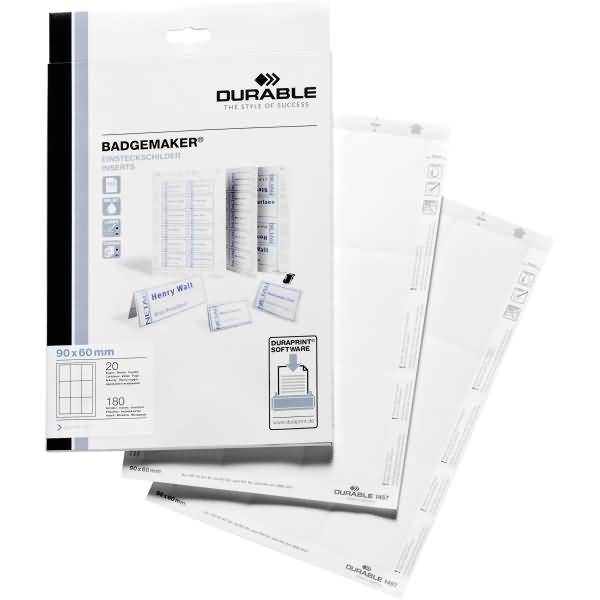 Einsteckschilder für Namensschilder I+K+L Karton BxH 60x90mm weiß VE=180 Stück