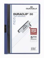 DURABLE DURACLIP ORIGINAL 30 - Klemmhefter - für A4 - Kapazität: 30 Blätter - blau mit transparentem Deckblatt (Packung