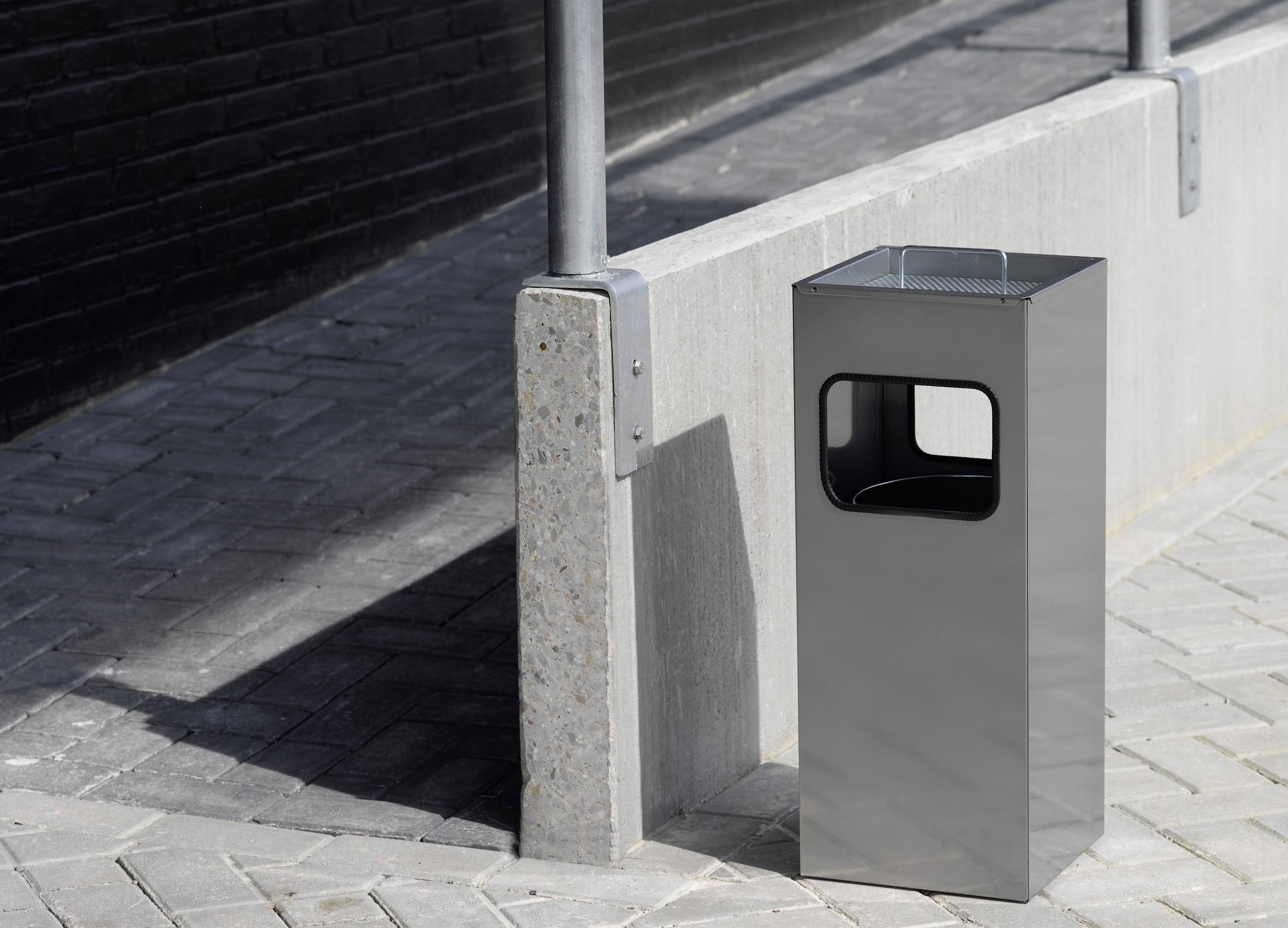 Papierkorb mit Ascher METALL eckig