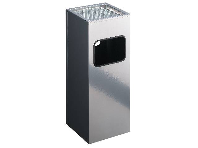 Papierkorb mit Ascher METALL eckig