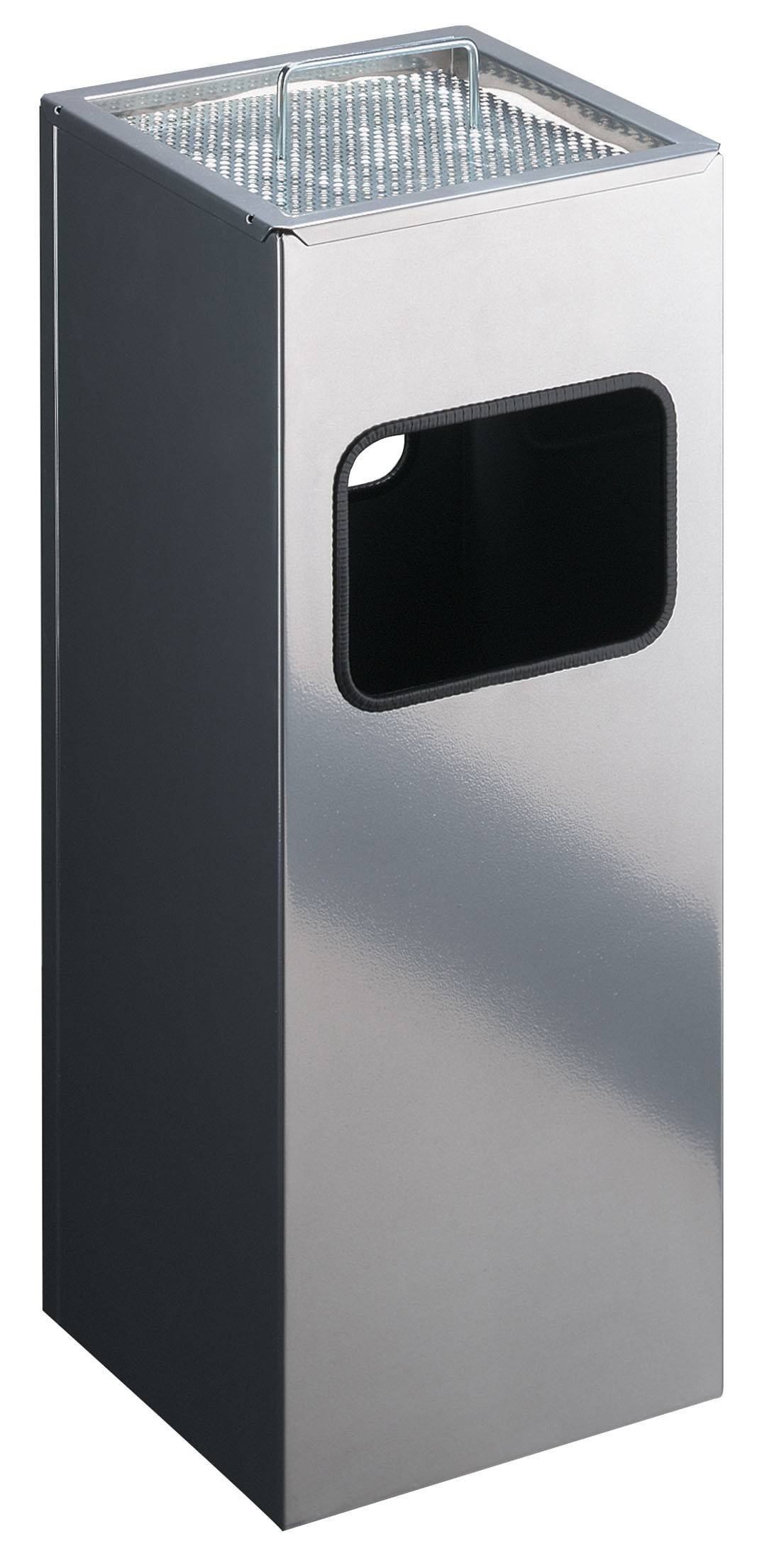 Papierkorb mit Ascher METALL eckig