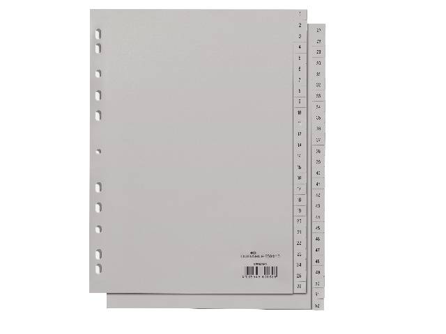 DURABLE - Trennelement - 52 (26 x 2) Teile - vorgedruckt: 1-26, 27-52 - mit Register - Grau (Packung mit 5)