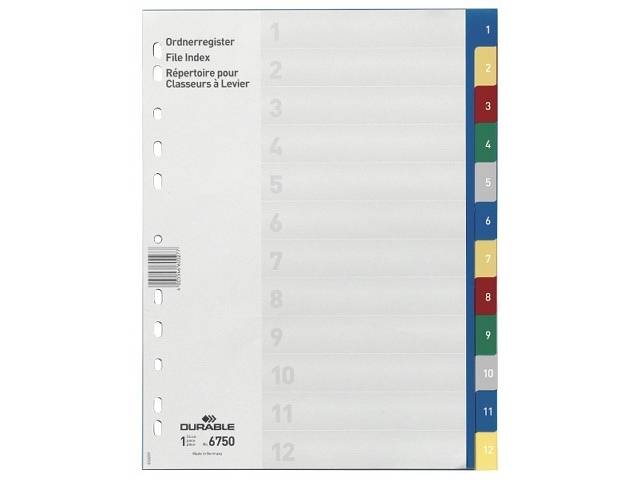 Zahlenregister mit farbigen Taben