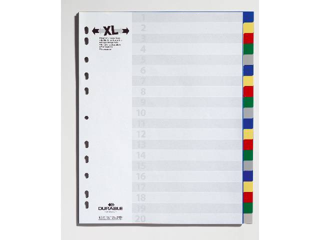 Durable 6759, Leerer Registerindex, Polypropylen (PP), Mehrfarben, Porträt, A4, 245 mm