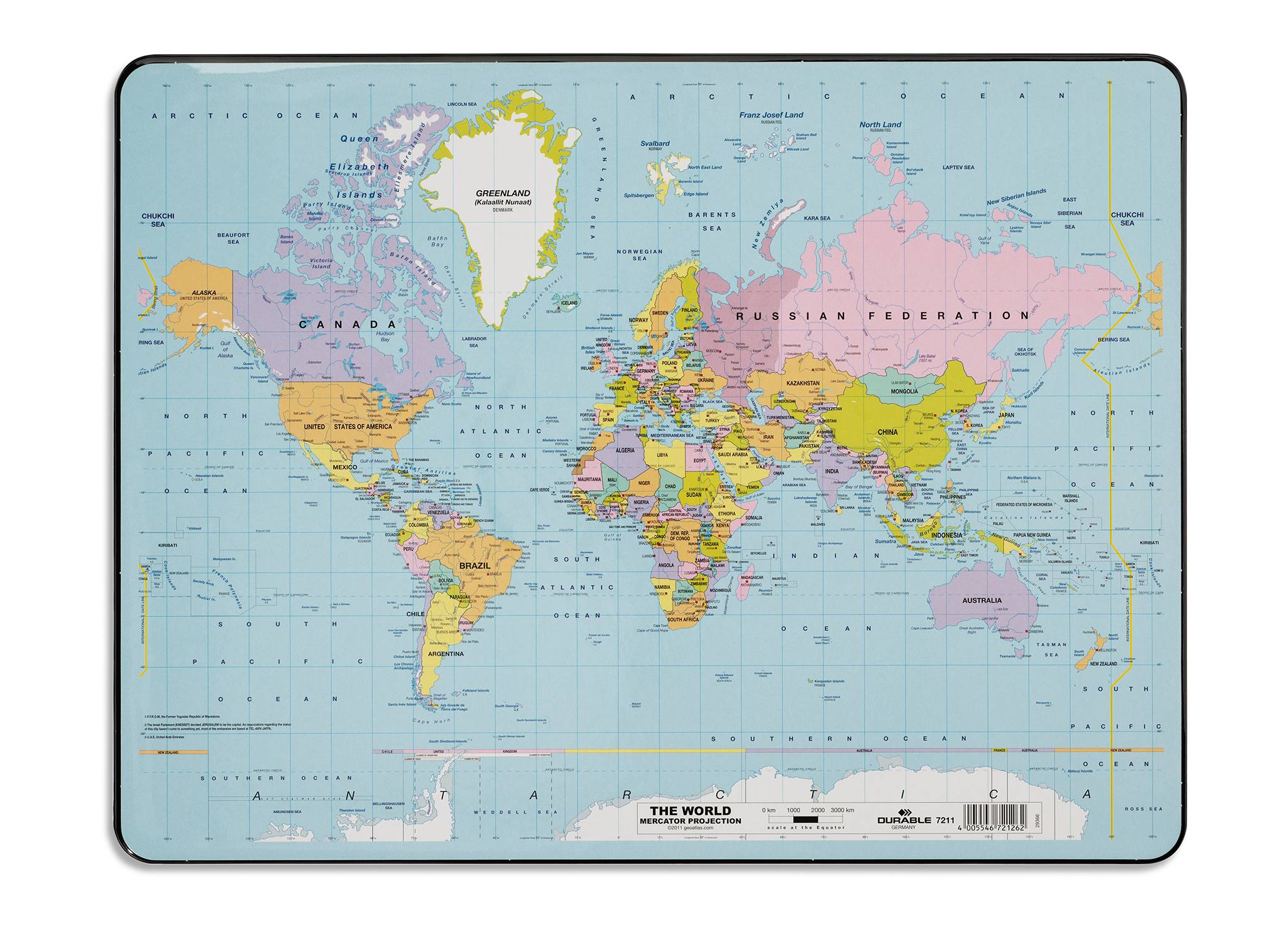 Schreibunterlage mit Weltkarte