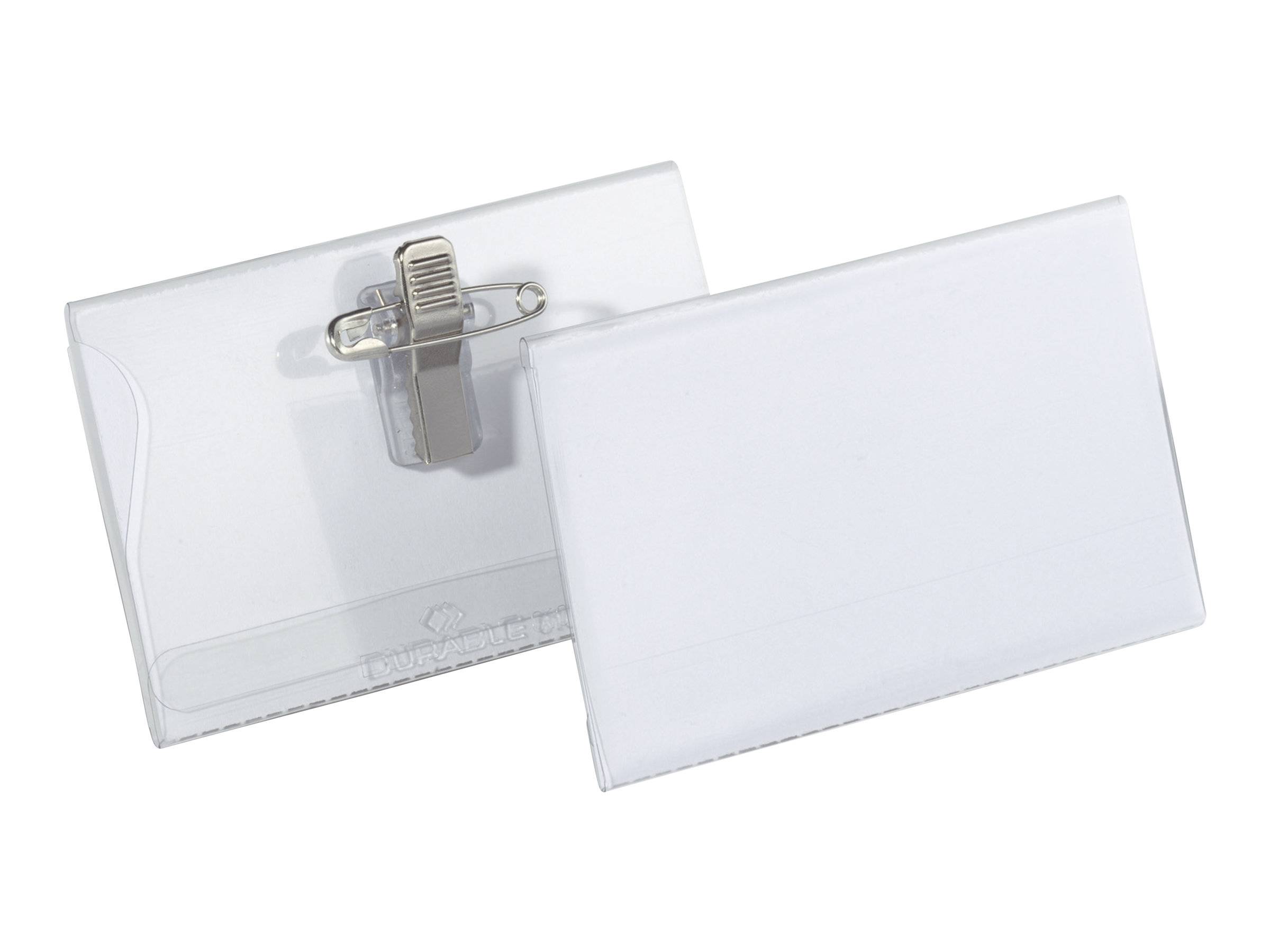 DURABLE - Namensschild - für 54 x 90 mm - Clip, Nadel - diverse Farben (Packung mit 20)
