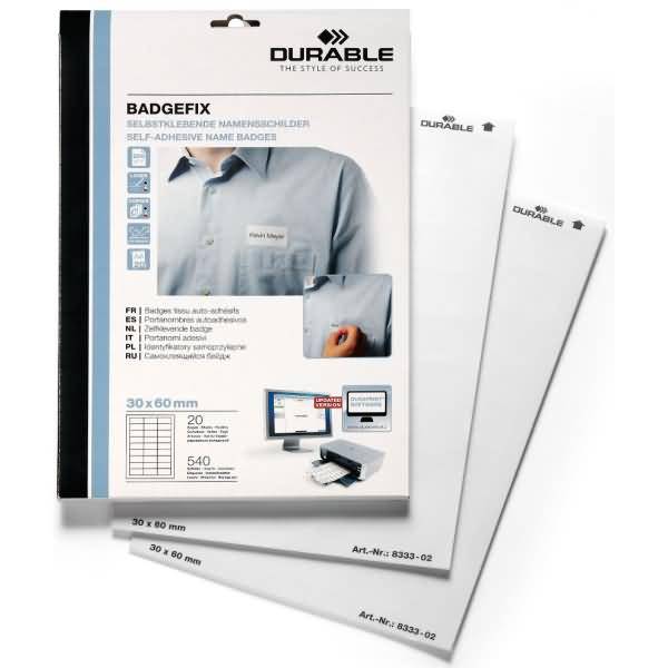Namensschilder Badgefix 30x60 mm VE=540 Stück selbstklebend