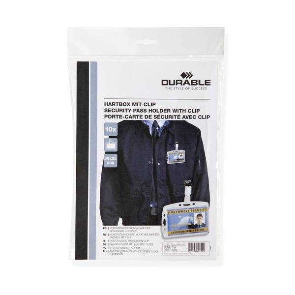 Ausweishalter Hartbox mit Clip 54x85mm VE=10 Stück transparent