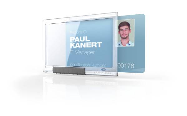 Durable Kartenhalter PUSHBOX MONO, Abzeichen, Landschaft, Transparent, Seite, 87 mm, 5,4 cm