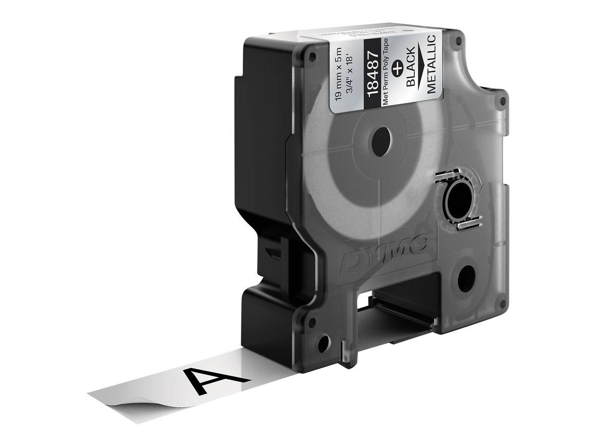 DYMO - Polyester - permanenter Klebstoff - Schwarz auf Silber - Roll (1.9 cm x 5.5 m)