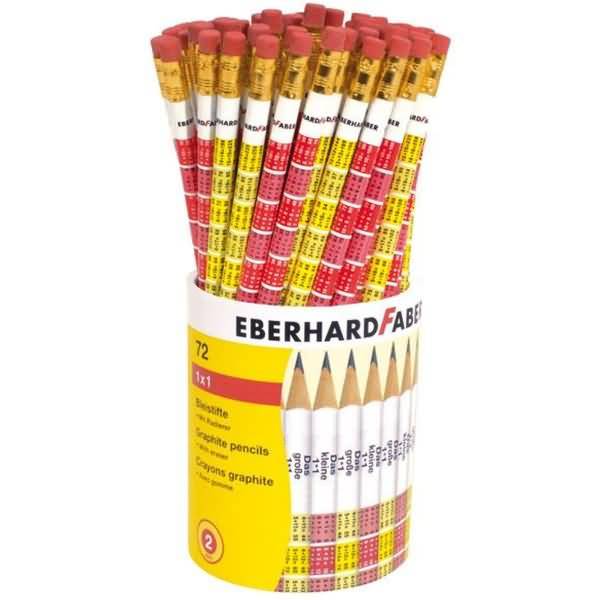 Bleistift '1x1' rund mit Tipradierer farbig sortiert VE=72 Stück