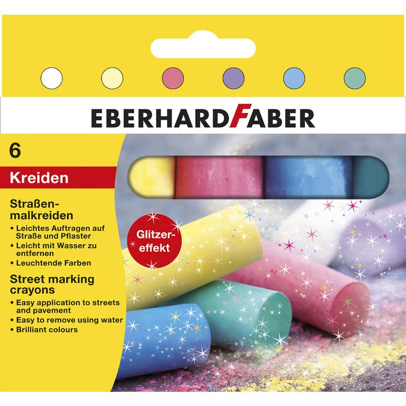 EBERHARD FABER Straßenmalkreide Glitzer, 6er Kartonetui