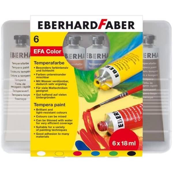Schulmalfarbe Efacolor Tempera Tuben 18ml VE=6 Farben