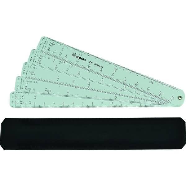 Fächermaßstab 5 Kunststoffstreifen 150mm Kunststoffetui