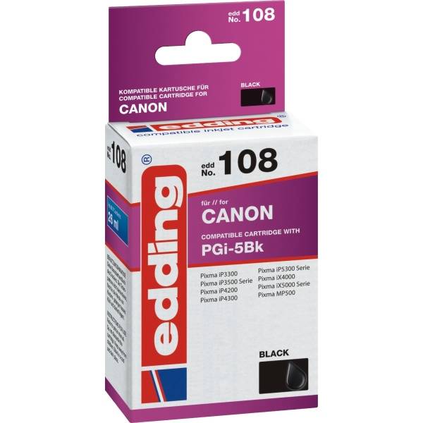 edding Tintenpatrone 18-108 wie Canon PGI-5BK schwarz