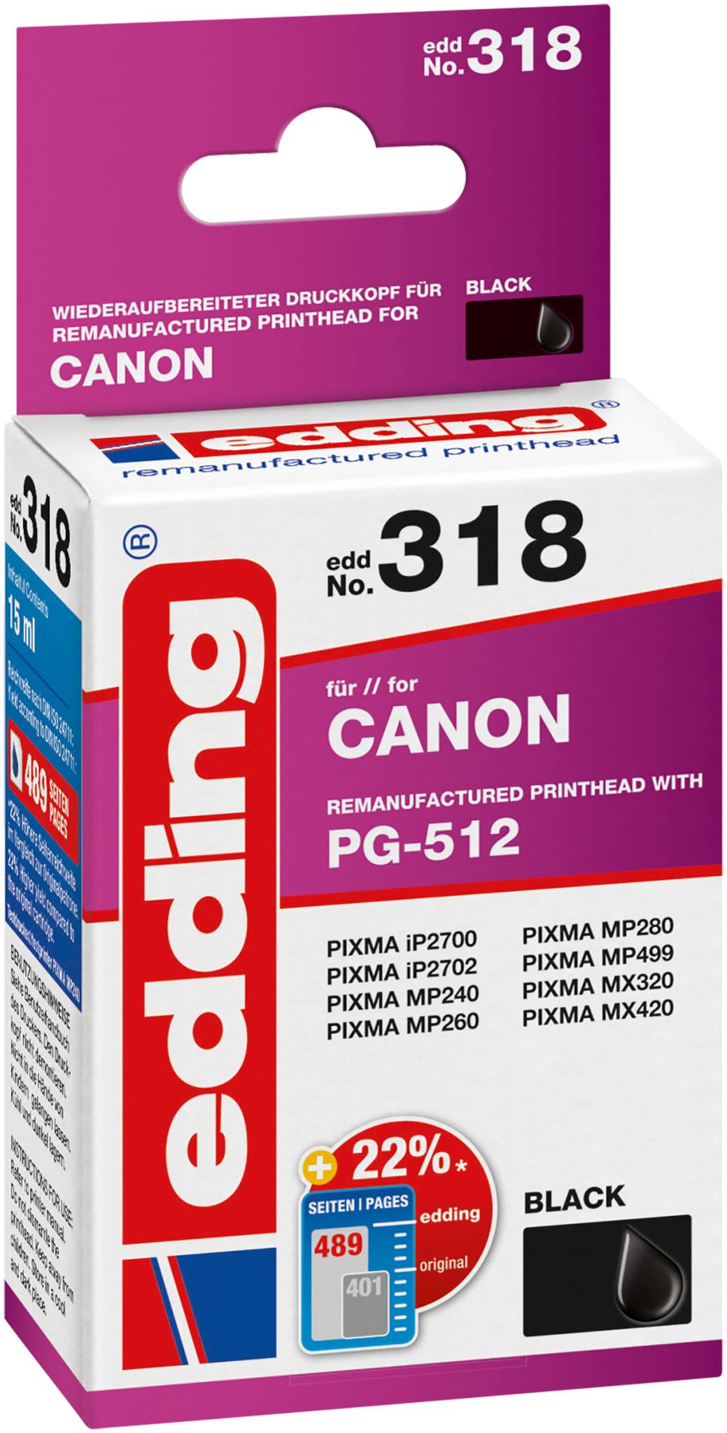 EDD-318 Canon PG-512 - Schwarz - 15 ml