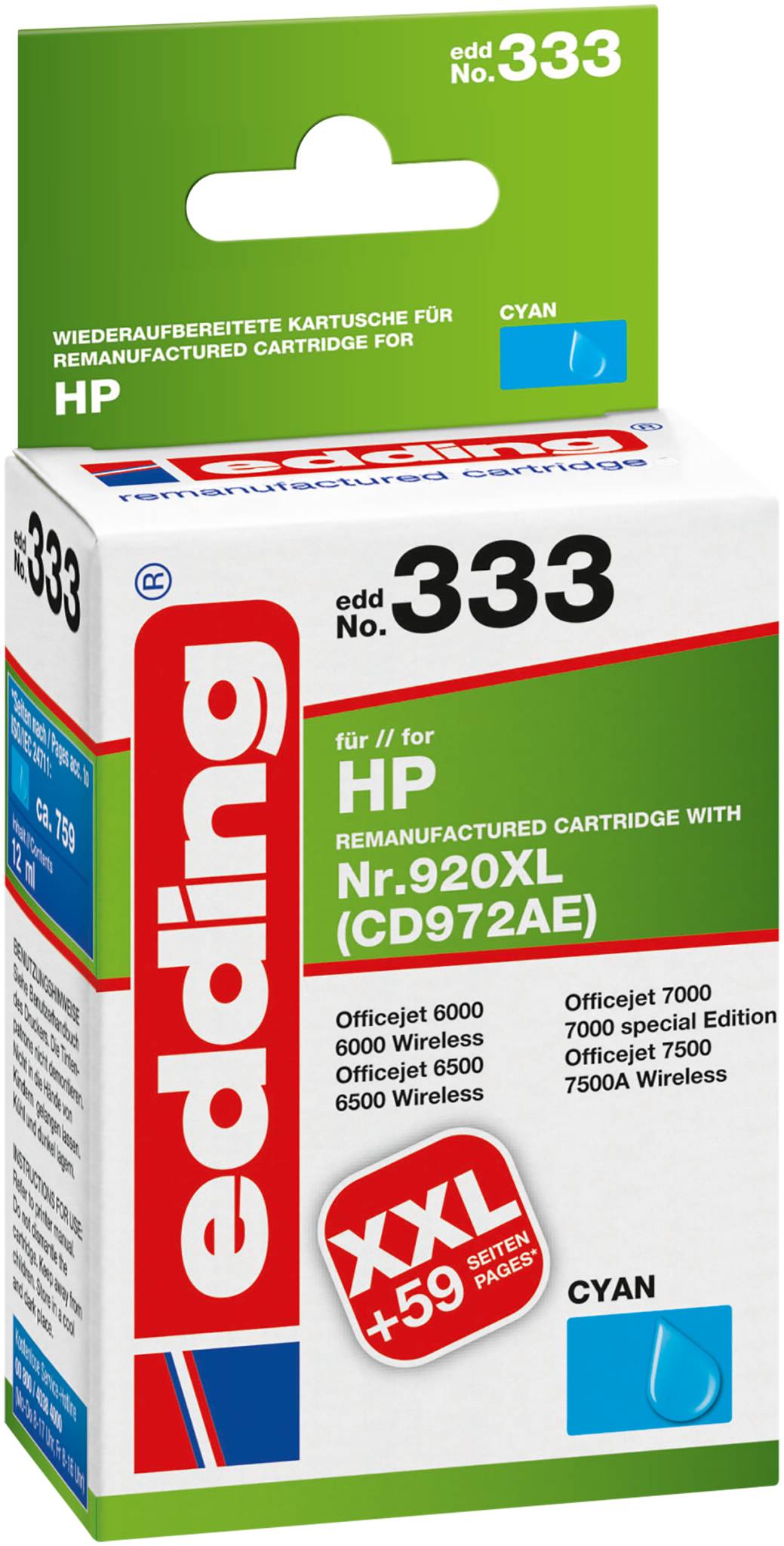 EDD-333 HP 920XL (CD972AE) - Cyan - 12 ml